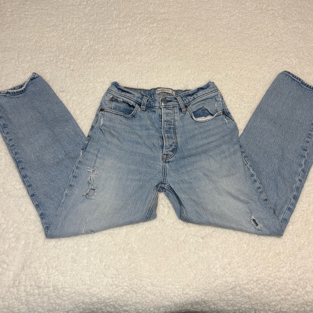 Abercrombie & Fitch Women Light Wash The Dad High Rise Jeans